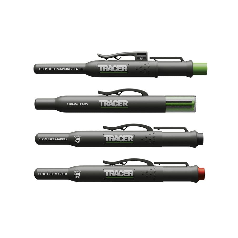 TRACER Deep Hole Pencil, Lead, and Clog Free Markers Marking Kit with Holsters