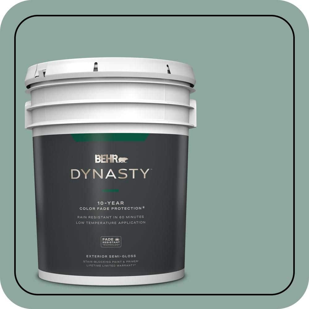 BEHR DYNASTY 5 gal. #S430-4 Green Meets Blue Semi-Gloss Enamel Exterior Stain-Blocking Paint & Primer