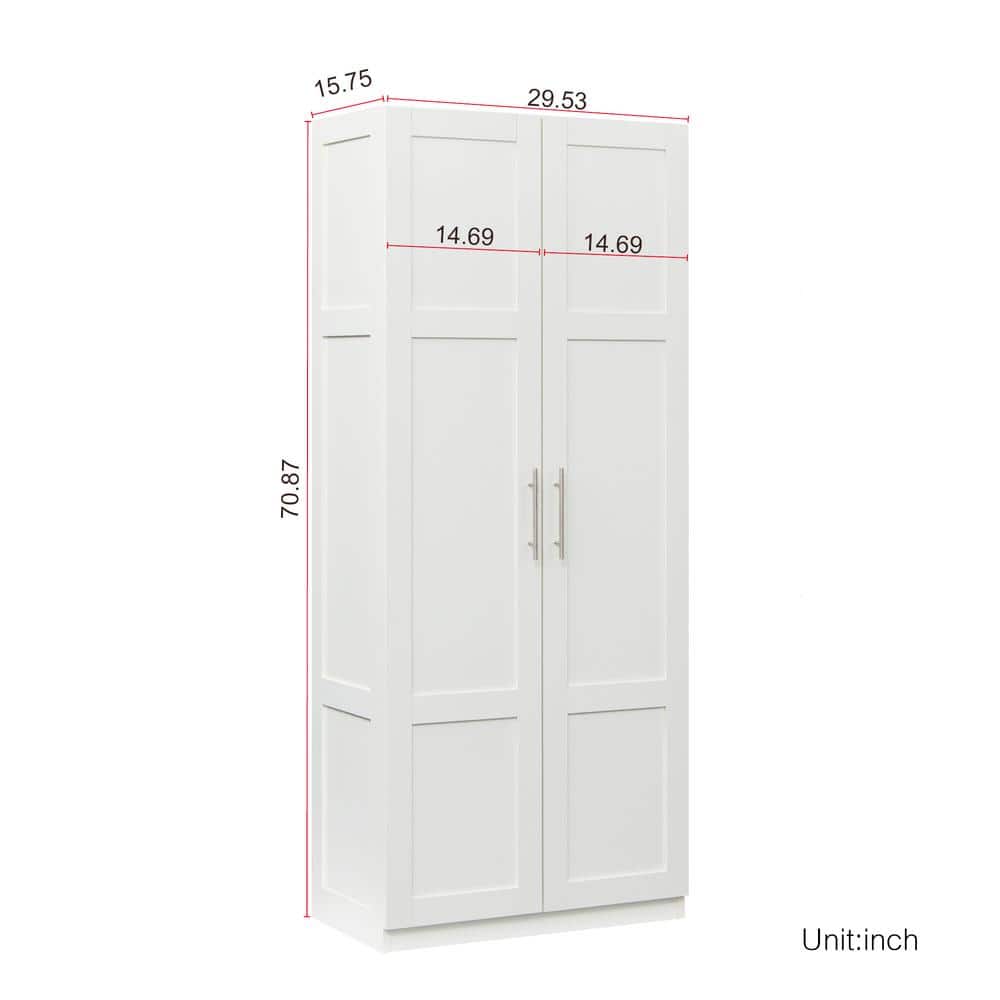 Unbranded 29.53 in. W x 15.75 in. D x 70.87 in. H Bathroom White Linen Cabinet (3)