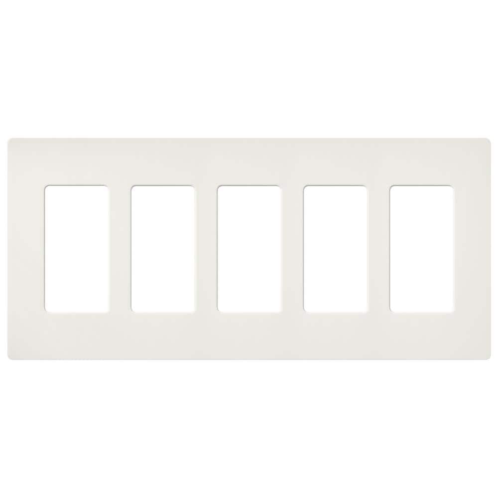 Lutron Claro 5 Gang Wall Plate for Decorator/Rocker Switches, Satin, Architectural White (SC-5-RW) (1-Pack)