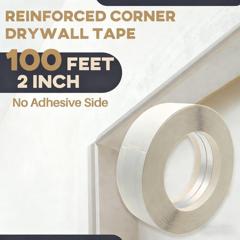 Laybus 2 in. x 100 ft. Paper Roll Reinforced Drywall Corner Bead, Inside Drywall Corner Tape for Easy Repair, No-Adhesive Side (2)