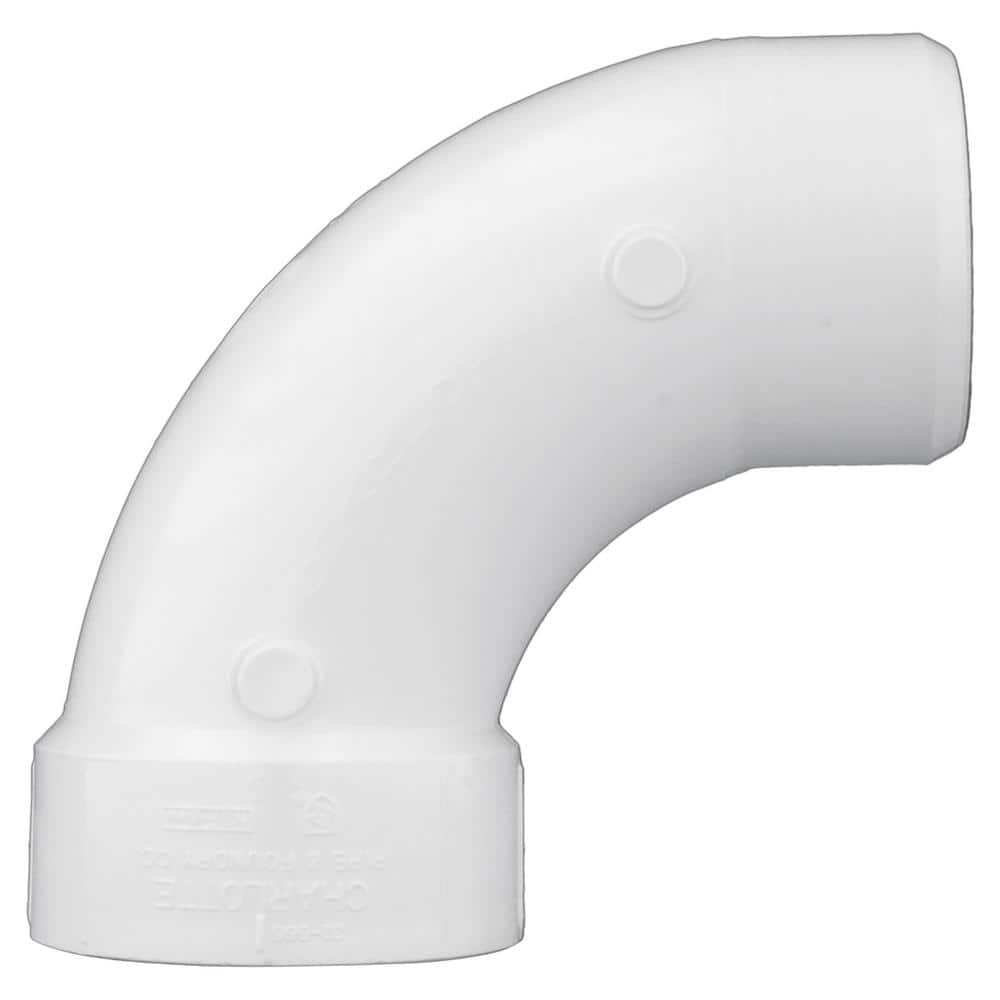 Charlotte Pipe 3 in. PVC DWV 90-degree Long Sweep Hub x SPG 1/4 Bend Street Elbow Fitting (4)