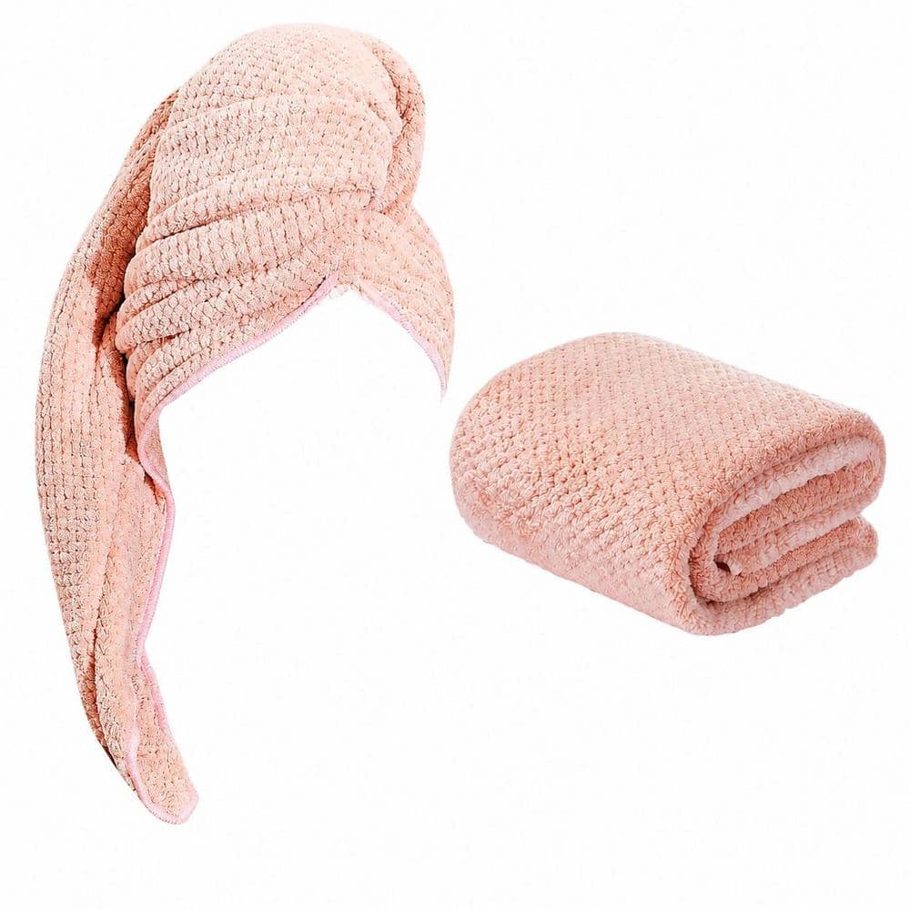 LAIFUCAM Lotus Root Pink Bath Towel Wrap Microfiber Hair Drying Accessory Quick Dry Ultra Absorbent for All Hair 1-Pieces (1)