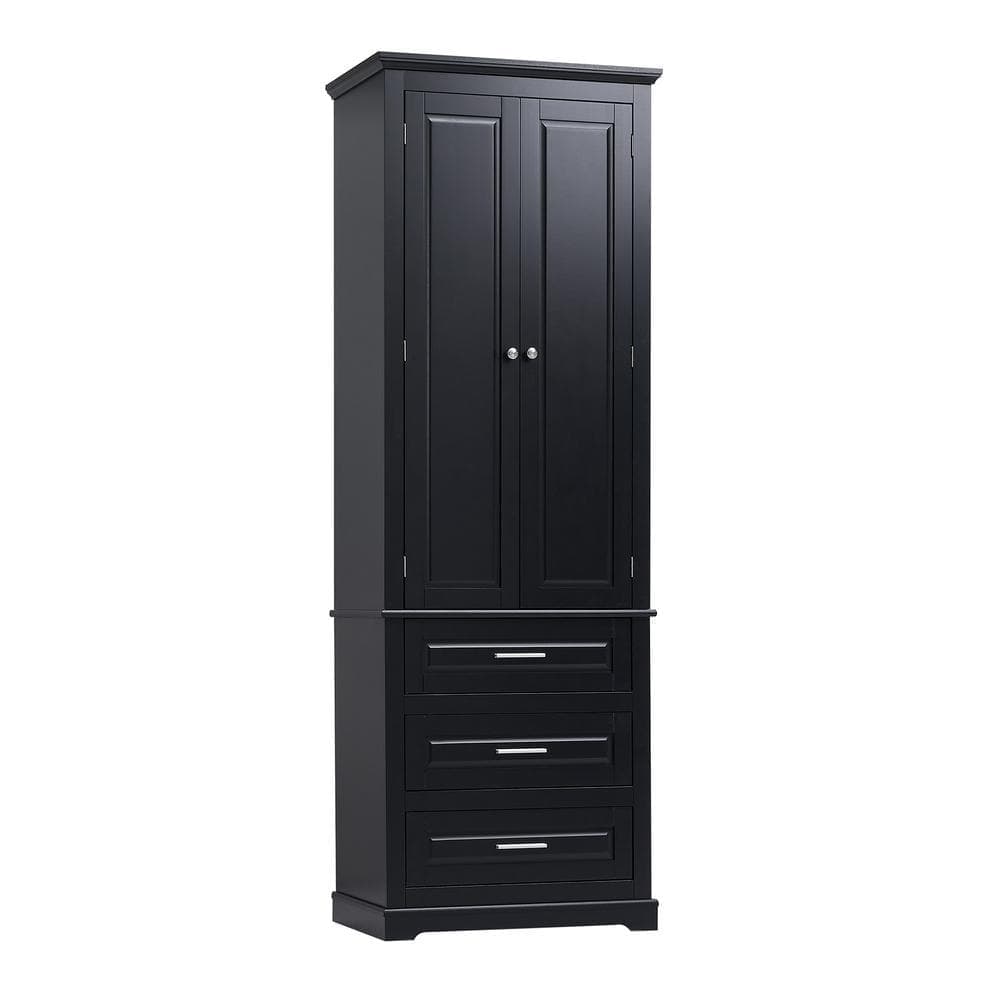 Unbranded 24 in. W 16 in. D 70 in. H MDF Freestanding Linen Cabinet with Shelf and 3-Drawers