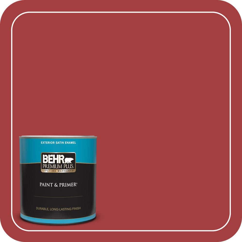 BEHR PREMIUM PLUS 1 qt. #P140-7 No More Drama Satin Enamel Exterior Paint & Primer