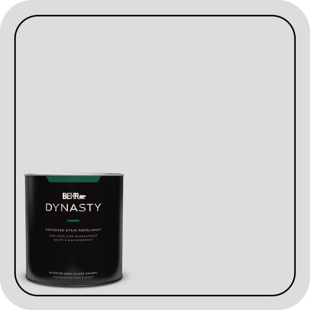 BEHR DYNASTY 1 qt. #N530-1 Pixel White Semi-Gloss Enamel Interior Stain-Blocking Paint & Primer