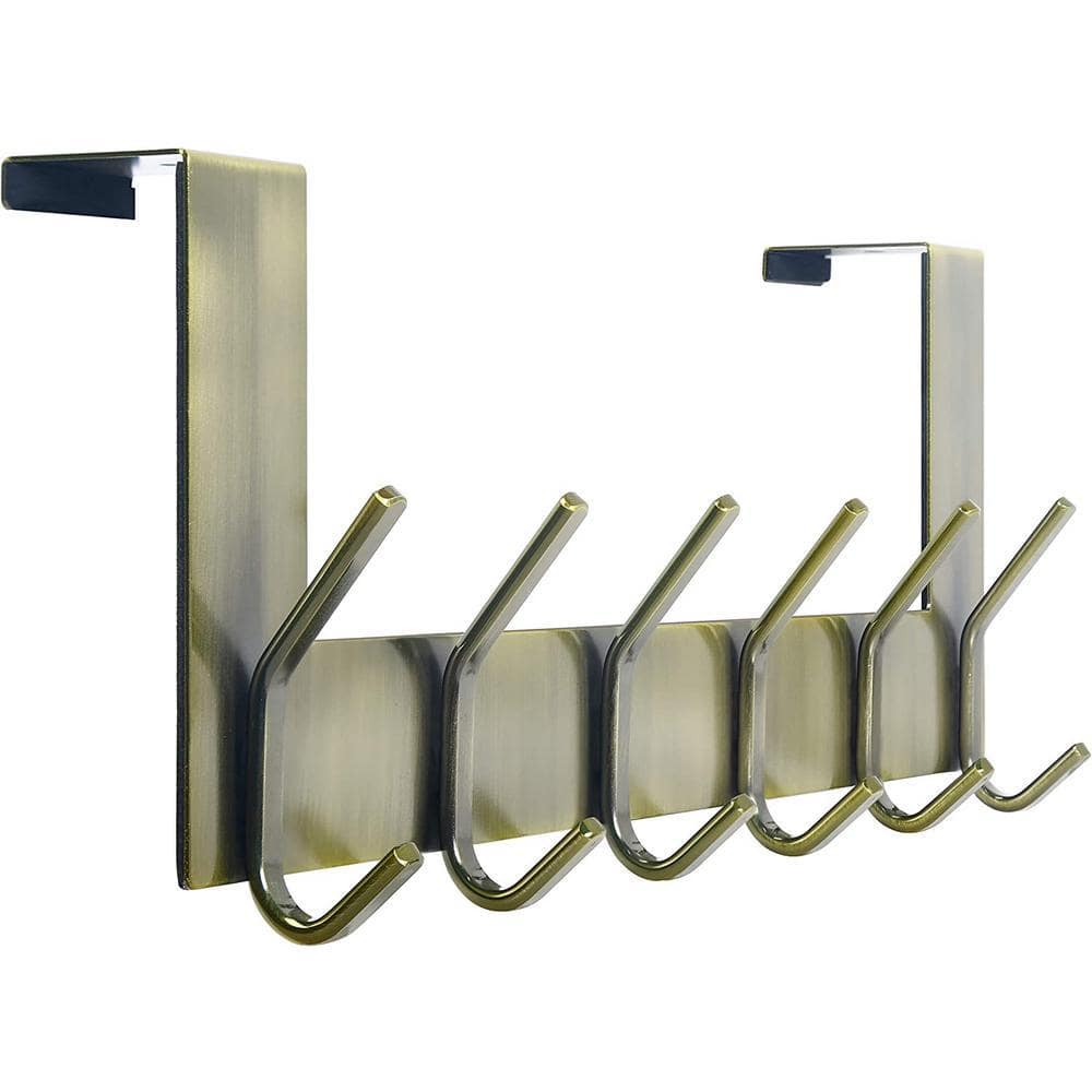 Dyiom Over The Door Hook Door Hanger, Over The Door Towel Rack with 6 Coat Hooks for Hanging, Bronze (1)