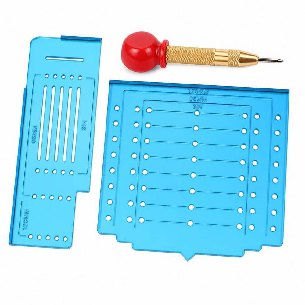 Numhew Cabinet Hardware Template with Center Punch, Cabinet Handle Template Tool for Handles, Knobs, Pulls (1)