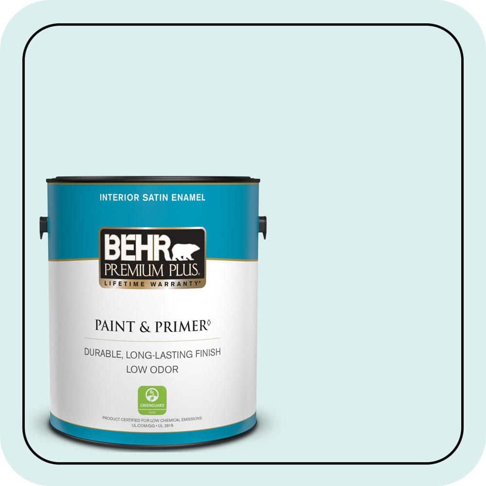 BEHR PREMIUM PLUS 1 gal. #520C-1 Spring Rain Satin Enamel Low Odor Interior Paint & Primer