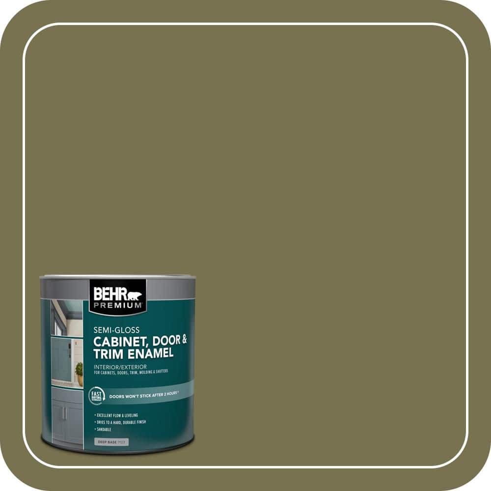 BEHR PREMIUM 1 qt. #S350-6 Truly Olive Semi-Gloss Enamel Interior/Exterior Cabinet, Door & Trim Paint
