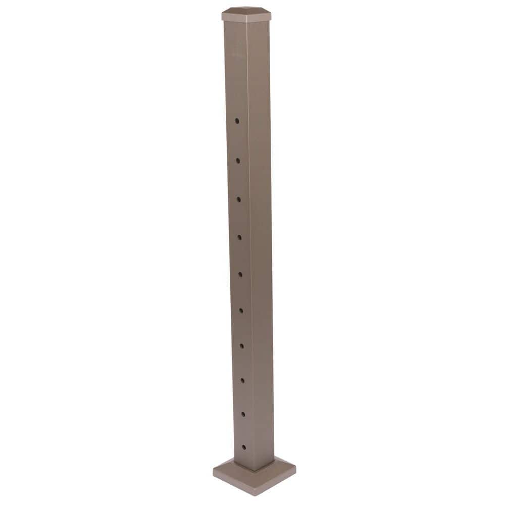 Deckorators Cable Rail 2-1/2 in. x 2-1/2 in. x 39 in. Textured Bronze Aluminum End Post for Cable Railing System (1)