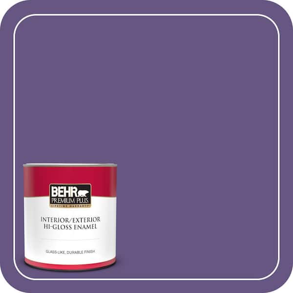 BEHR PREMIUM PLUS 1 qt. #PPU16-02 Vigorous Violet Hi-Gloss Enamel Interior/Exterior Paint & Primer (2)