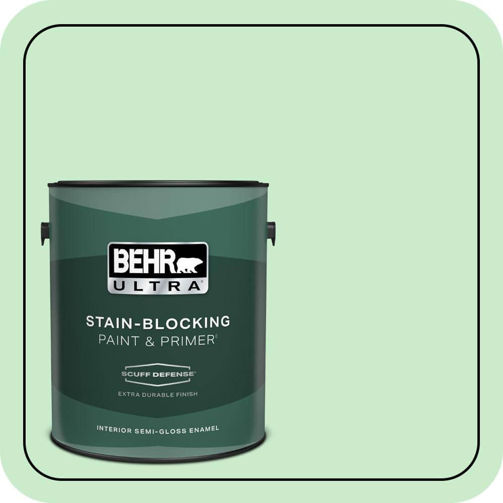 BEHR ULTRA 1 gal. #P390-2 Chilled Mint Extra Durable Semi-Gloss Enamel Interior Paint & Primer