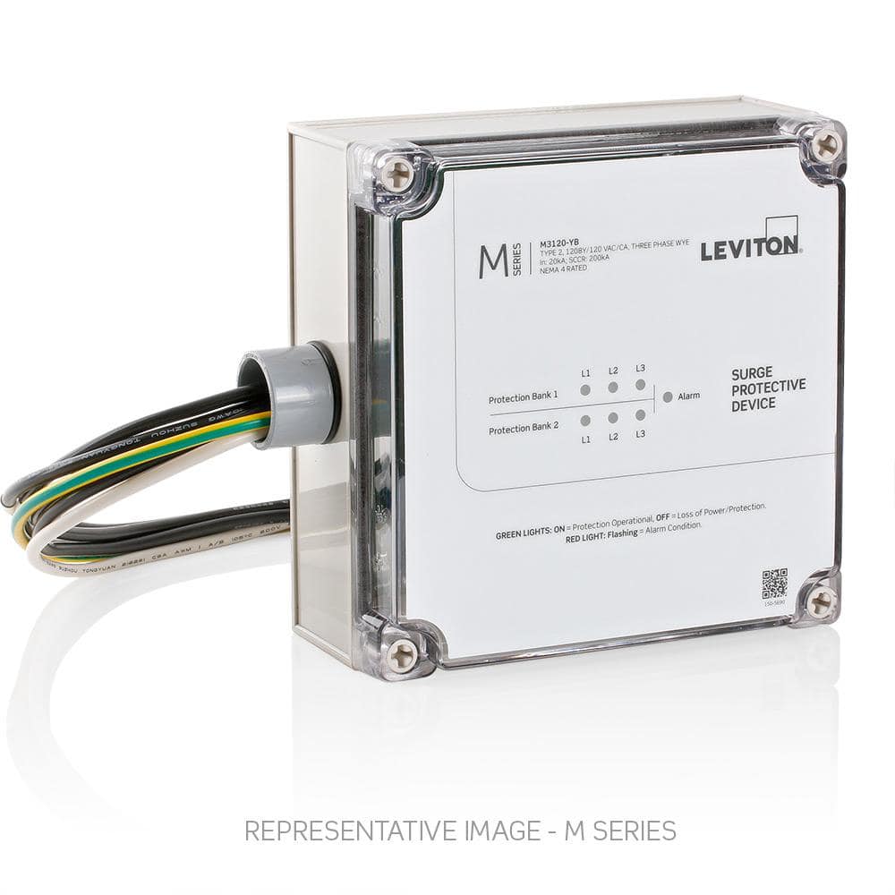Leviton Type 2 Surge Protective Panel, 120/240-Volt AC, Split Phase, 260kA per Phase M2120-B (2)