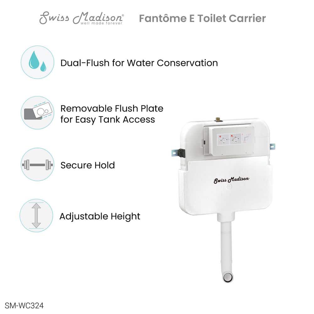 Swiss Madison 0.8/1.28 GPF 2 ft. x 4 ft. Concealed Dual Flush in Wall Toilet Tank Carrier for Back to Wall Toilet in White (2)