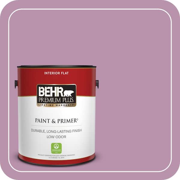 BEHR PREMIUM PLUS 1 gal. #680D-5 Bed of Roses Flat Low Odor Interior Paint & Primer (2)