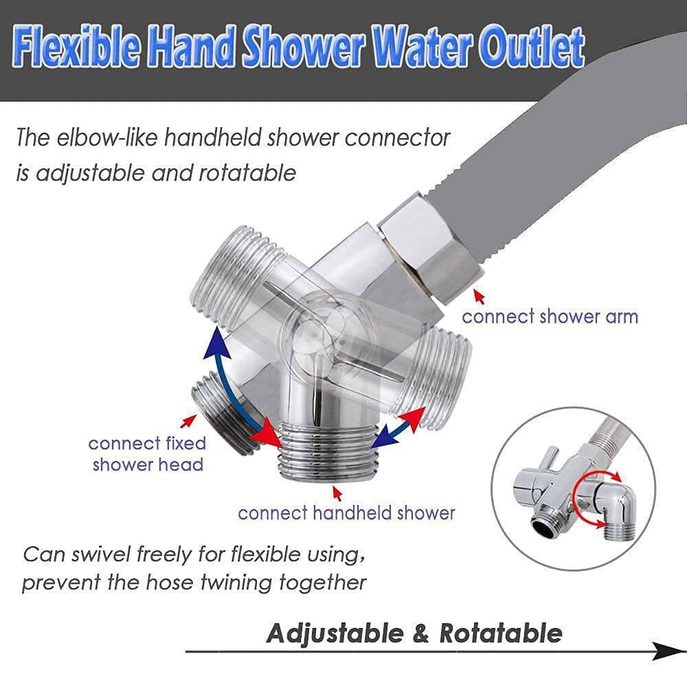 Numhew 1-Piece Shower Arm Diverter Valve with 3-Way Diverter in Polished Chrome (3)