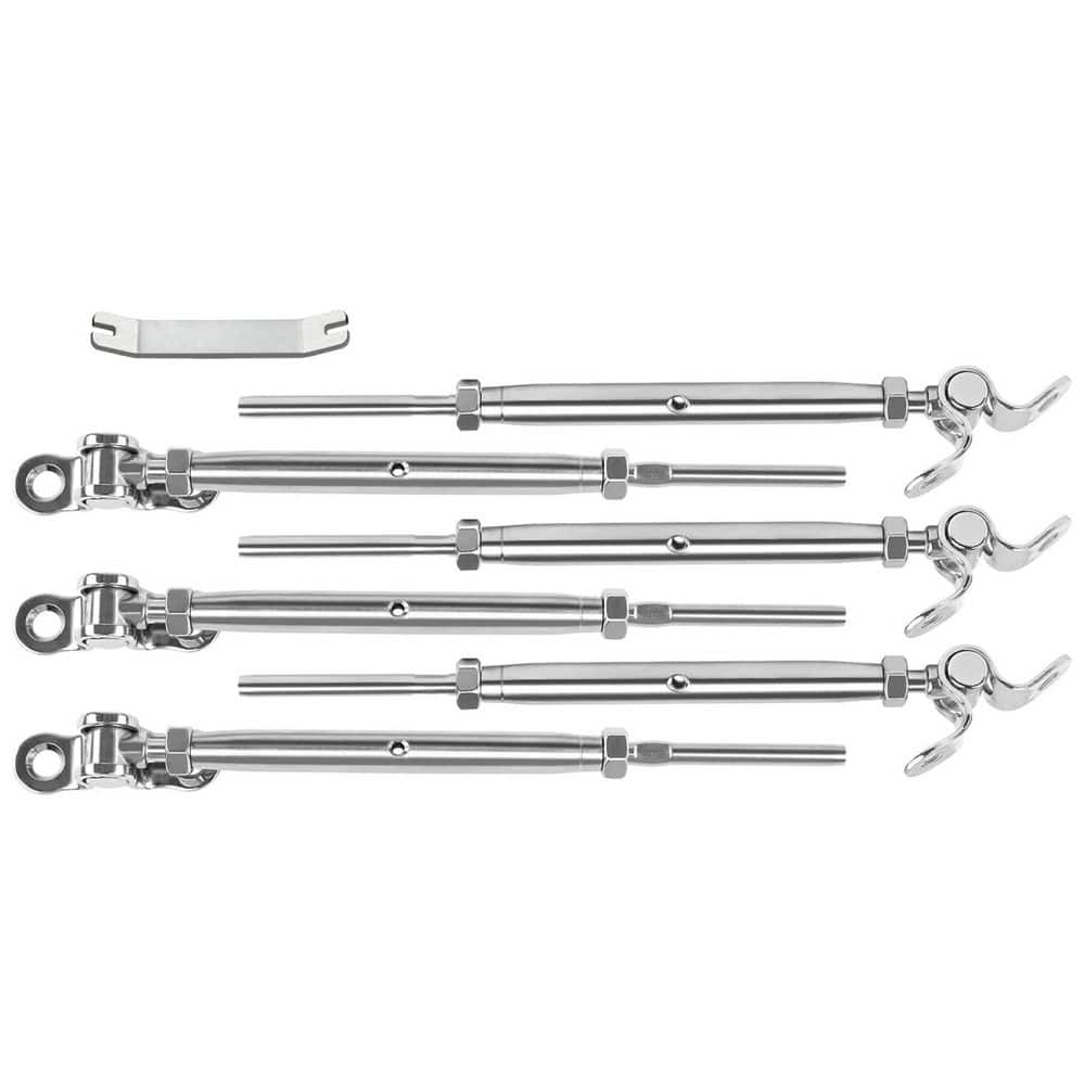 Afoxsos 1/8 T316 Stainless Steel Cable Railing Hardware Kit Swage Toggle Turnbuckle for Wood Post Adjustable 180° Stairs 12-Pack (1)