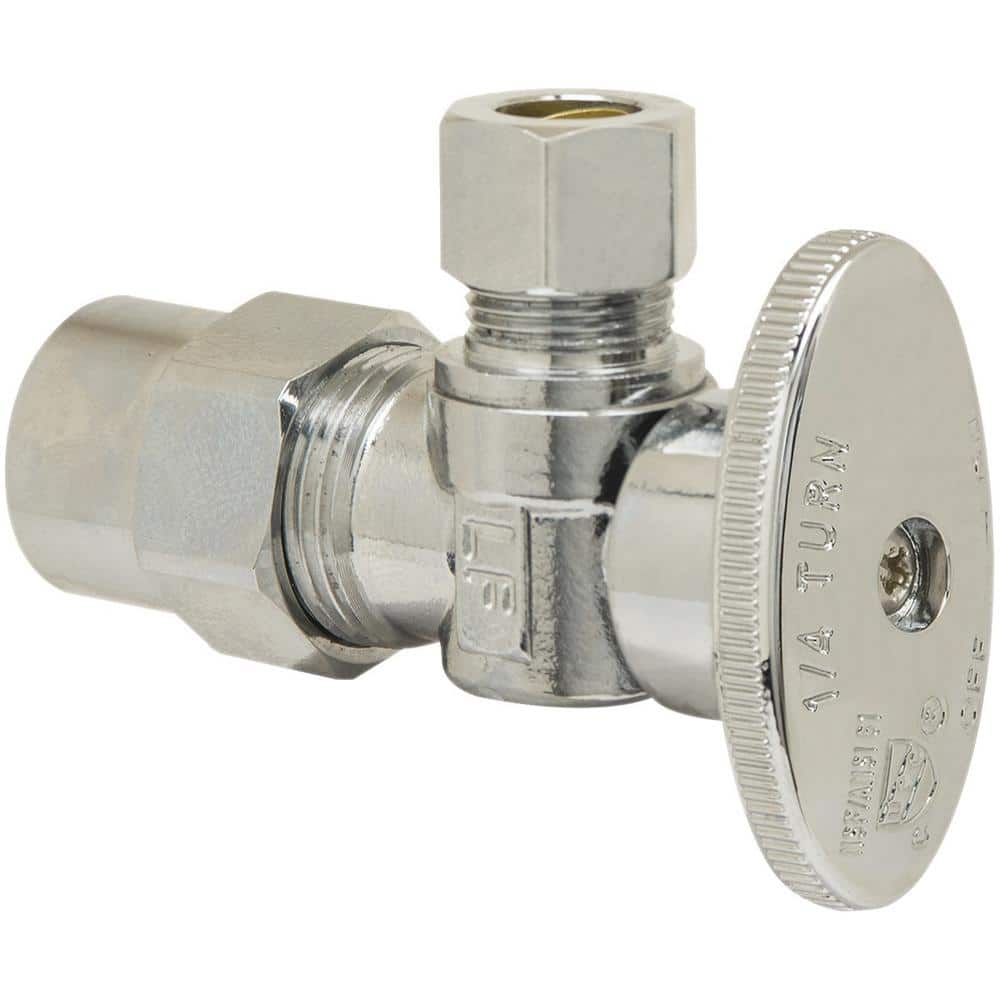 Plumbshop 1/2 in. Compression Inlet x 1/4 in. Compression Outlet 1/4-Turn Brass Angle Valve (1)