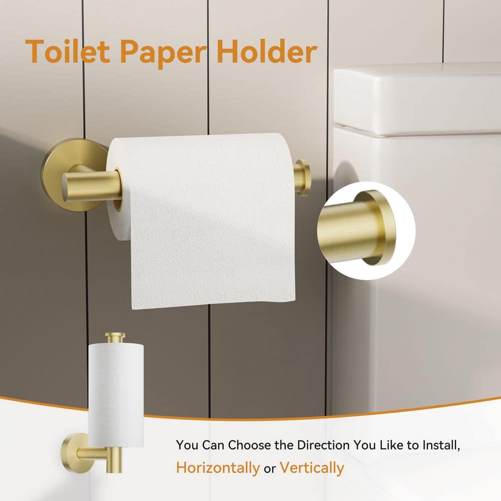 BATHADORE Bath Hardware with Towel Bar Towel Hook Toilet Paper Holder and Towel Ring Set (3)