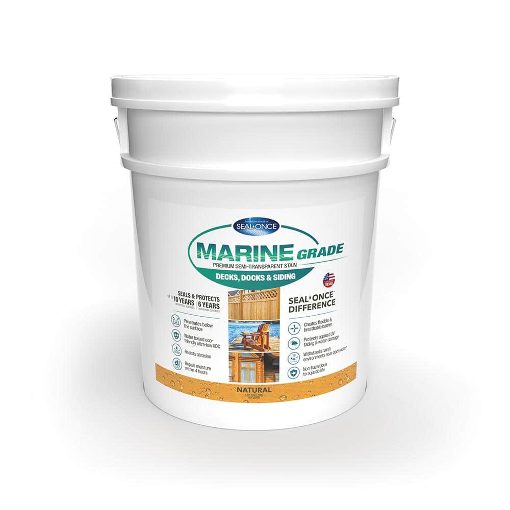 SEAL-ONCE MARINE GRADE 5 gal. Natural Premium Semi-Transparent Penetrating Water-Based Exterior Wood Stain