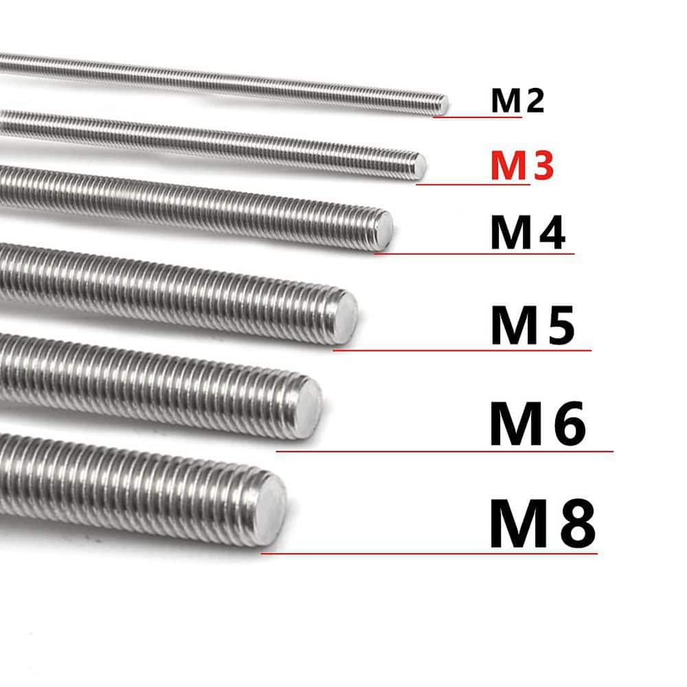 Ahfiwaso 9.84 in. (250mm) Length Stainless Steel M3-0.5 Fully All Long Threaded Rods, Right Hand Threads & Low Magnetic, 2-Pack (3)