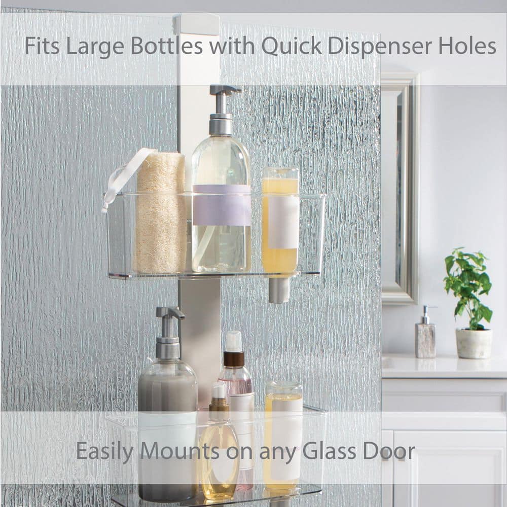 Bath Bliss Adjustable Rust Proof Aluminum 2 Tier Glass Door Shower Caddy (3)