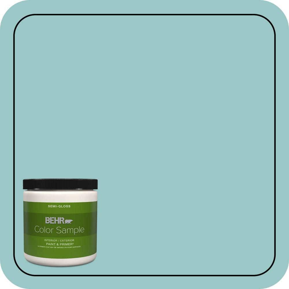 BEHR PREMIUM PLUS #MQ6-08 Aquifer Flat Interior/Exterior Paint & Primer Color Sample (1)