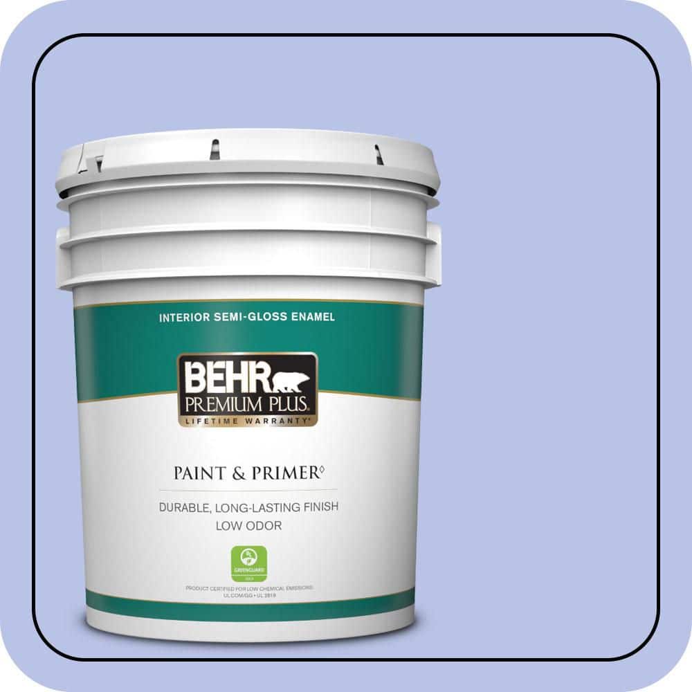 BEHR PREMIUM PLUS 5 gal. #P540-3 Canterbury Bells Semi-Gloss Enamel Low Odor Interior Paint & Primer