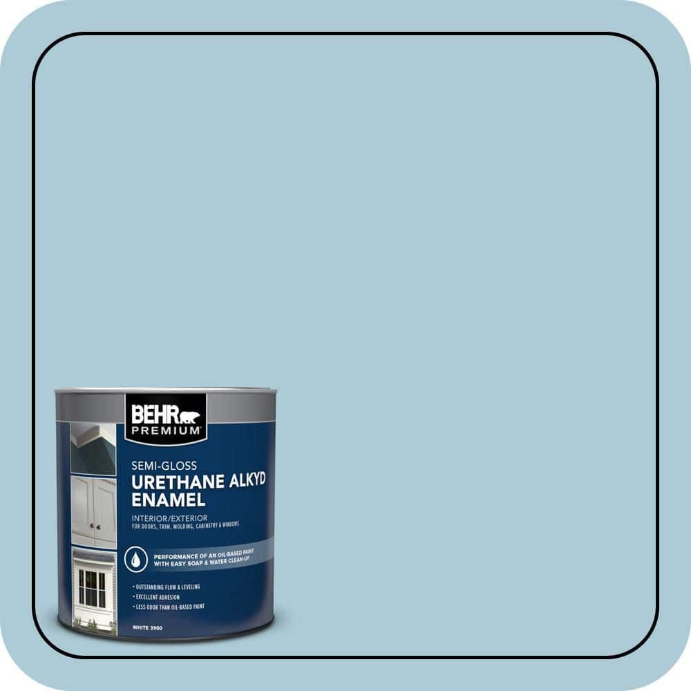 BEHR PREMIUM 1 qt. #S480-2 Sea Wind Semi-Gloss Enamel Urethane Alkyd Interior/Exterior Paint (1)