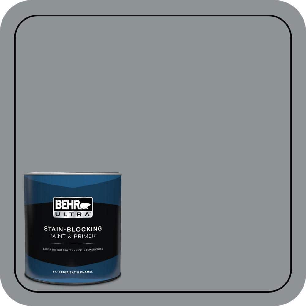BEHR ULTRA 1 qt. #PPU26-05 Flint Gray Satin Enamel Exterior Paint & Primer