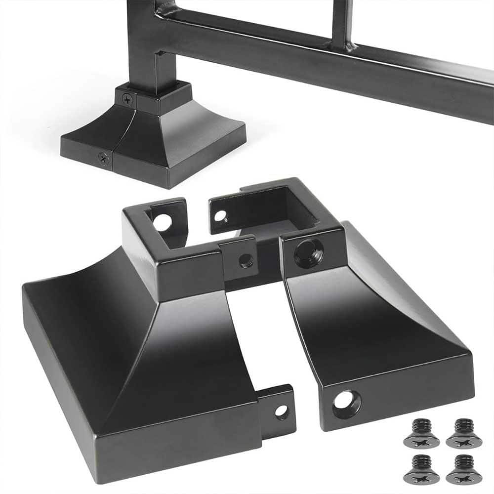Afoxsos 1 Aluminum Deck Post Base Cover Skirt for Handrail Stair Porch Deck Railing Black With Easy Installation Feature (1)