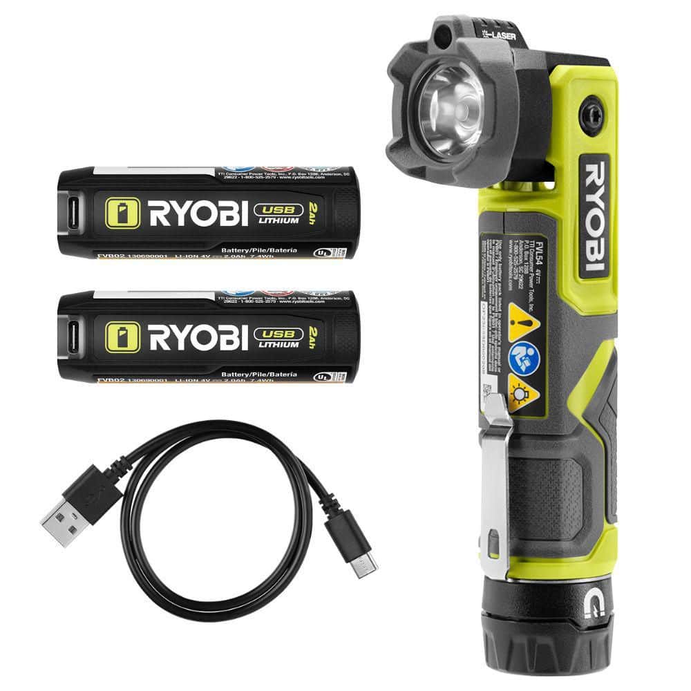 RYOBI USB Lithium Pivoting 625 Lumens Head Light Kit with 2.0 Ah Battery, Charging Cable, and USB Lithium 2.0 Ah Battery