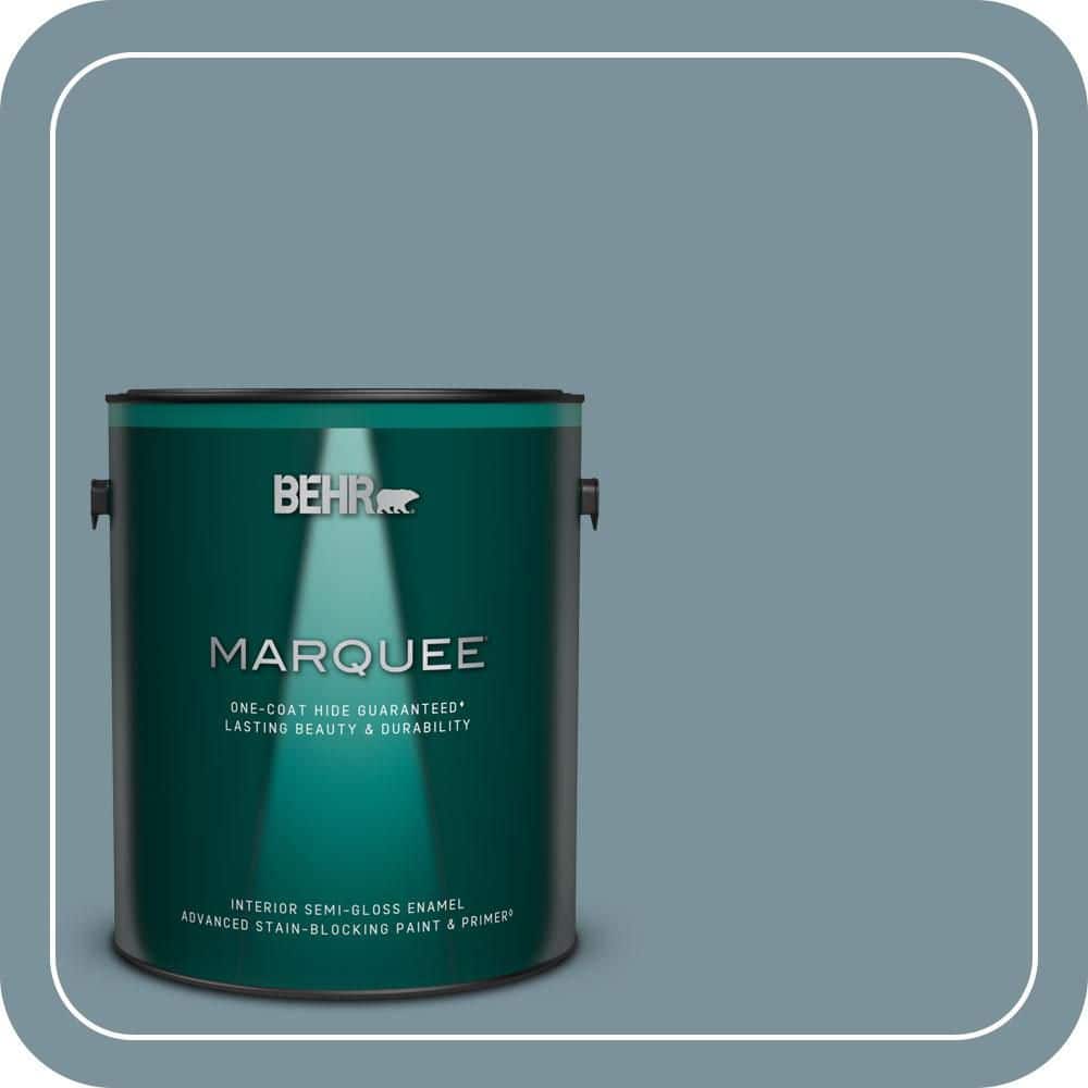 BEHR MARQUEE 1 gal. #PMD-55 Silent Tide Semi-Gloss Enamel Interior Paint & Primer