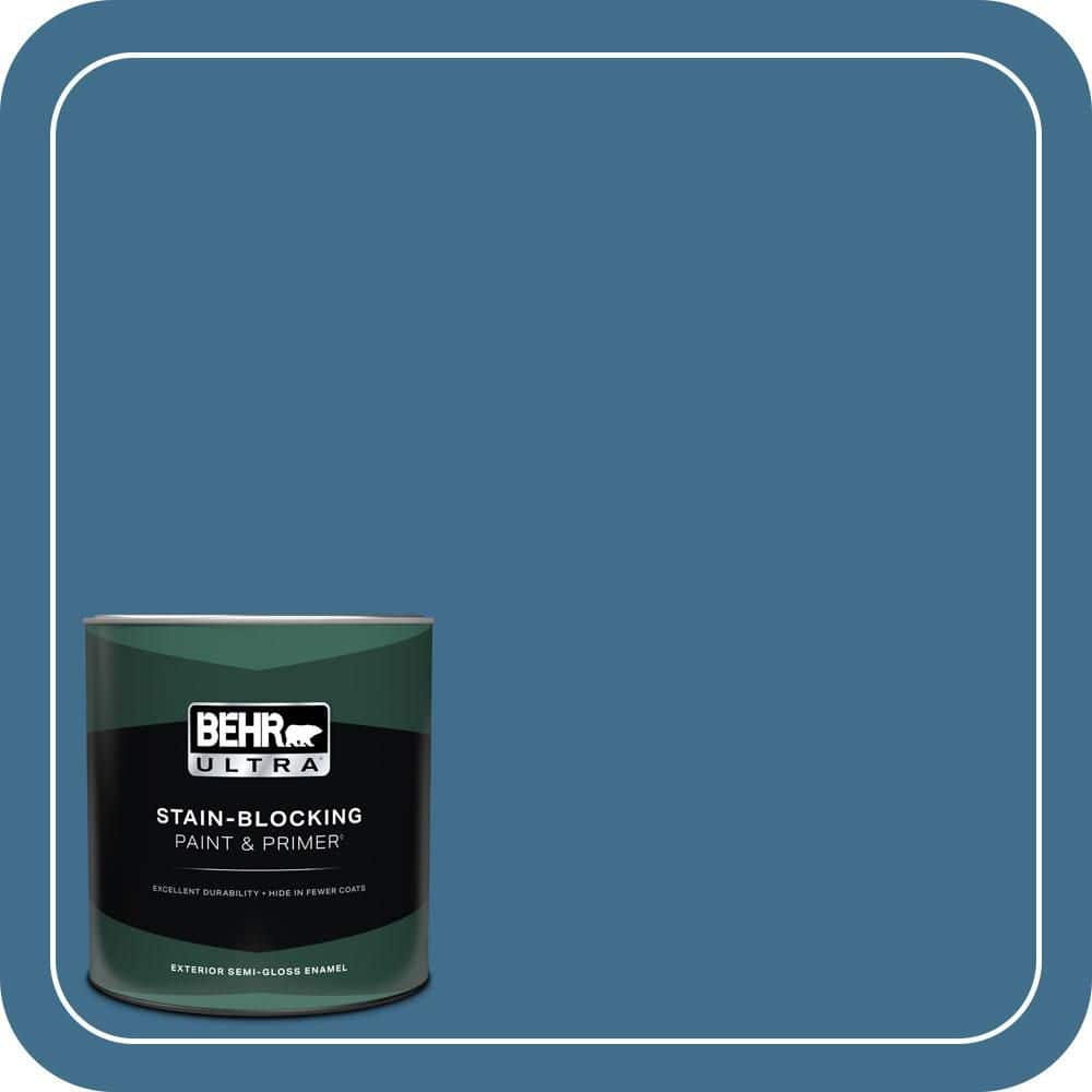 BEHR ULTRA 1 qt. #M500-5 Sojourn Blue Semi-Gloss Enamel Exterior Paint & Primer