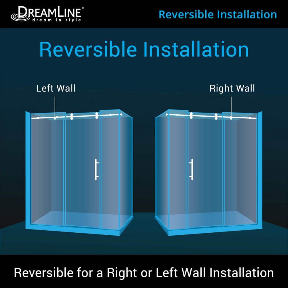 DreamLine Enigma-XO 68 -3/8 to 72 -3/8 in. W x 76 in. H Fully Frameless Sliding Shower Enclosure in Polished Stainless Steel (3)