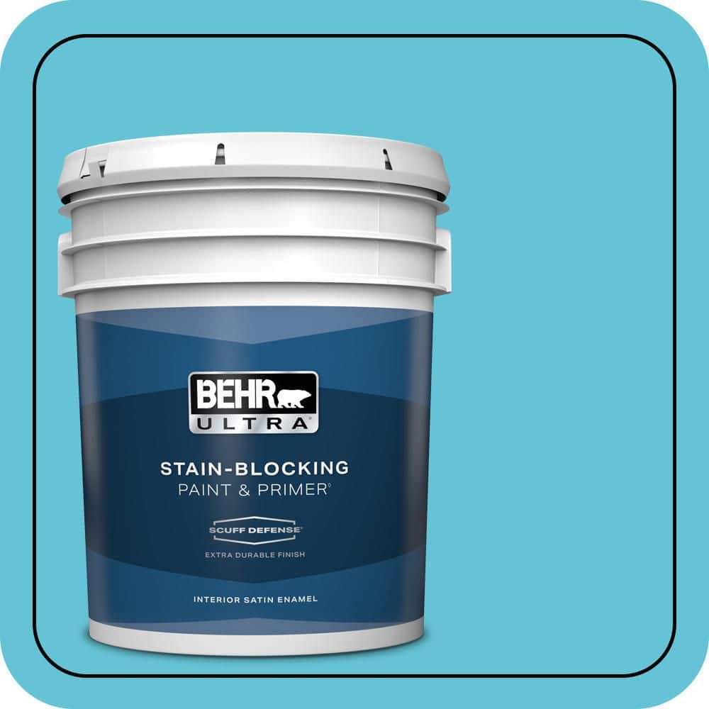 BEHR ULTRA 5 gal. #P480-4 Rushing Stream Extra Durable Satin Enamel Interior Paint & Primer