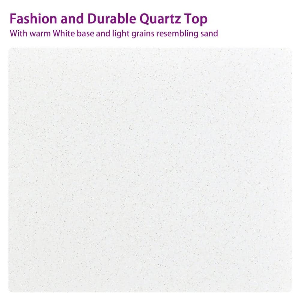 YASINU 36 in. W. 22 in. D Quartz White Rectangular Bath Vanity Top White with Backsplash (4)