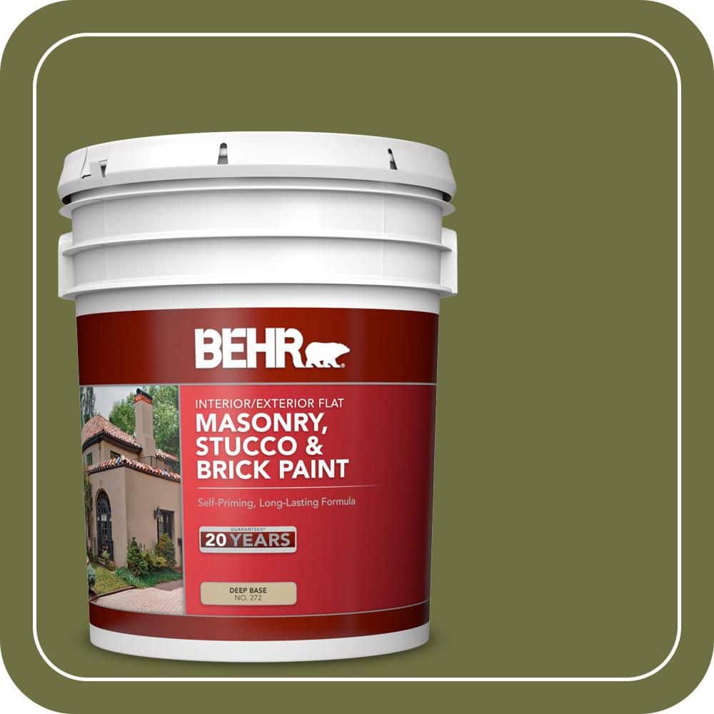 BEHR 5 gal. #M340-7 Classic Avocado Flat Interior/Exterior Masonry, Stucco and Brick Paint