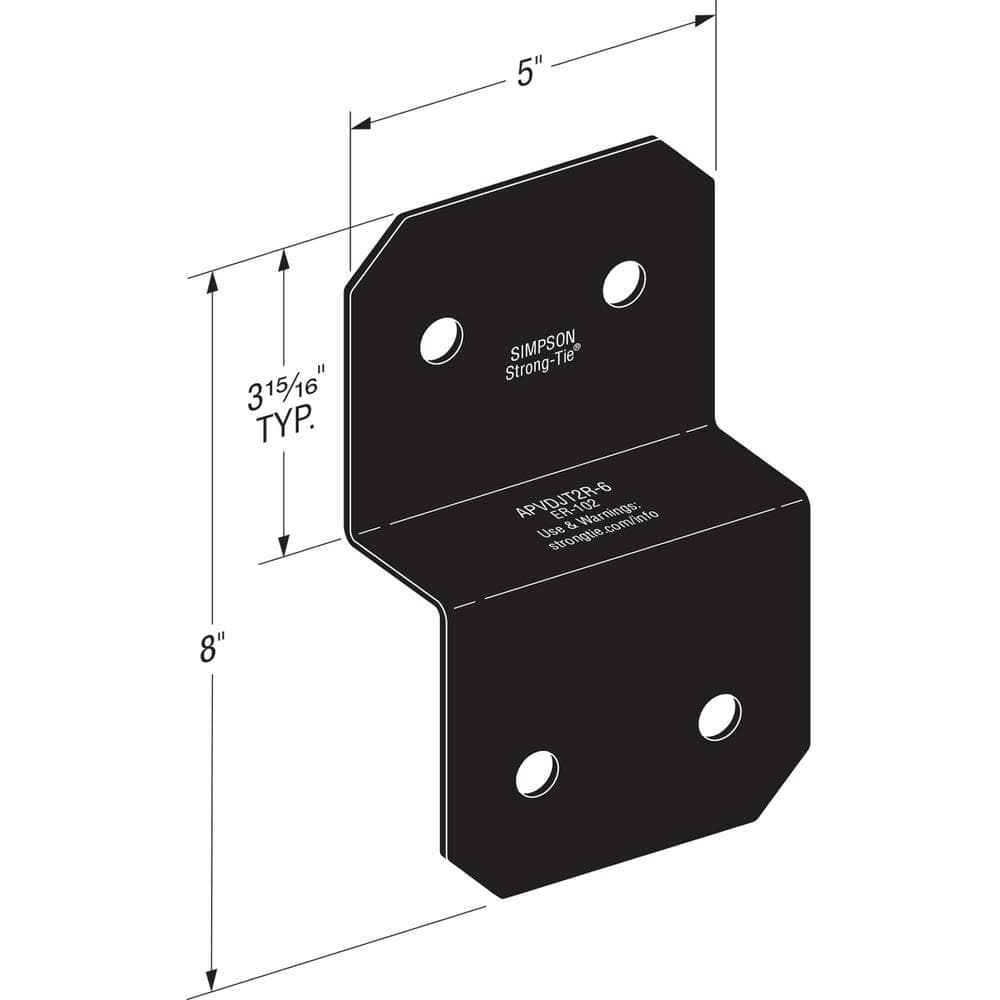 Simpson Strong-Tie Outdoor Accents Avant Collection 5 in. ZMAX, Black Powder-Coated Deck Joist Tie for 2x Actual Rough Lumber (3)