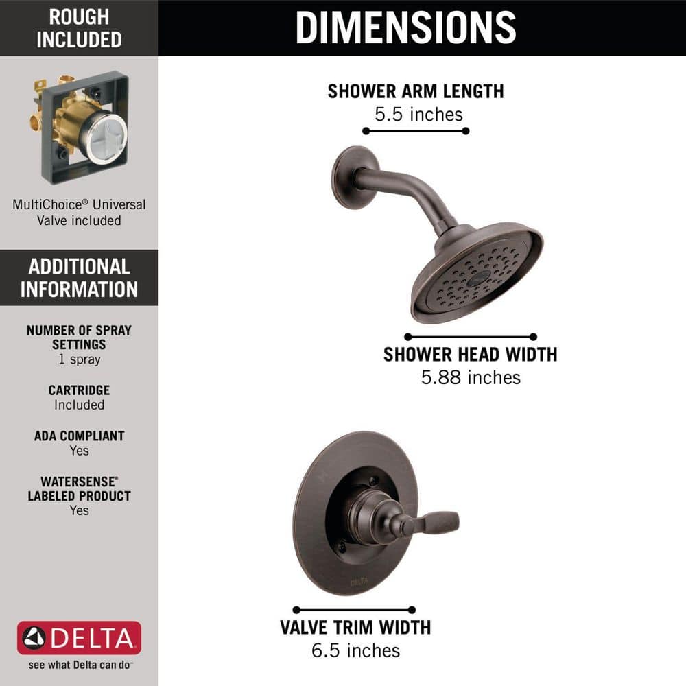 Delta Woodhurst Single Handle 1-Spray Shower Faucet 1.75 GPM with Pressure Balance in Venetian Bronze (2)