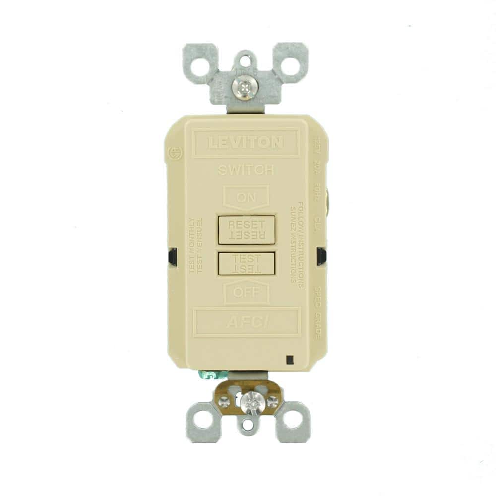 Leviton 20 Amp SmartlockPro Arc Fault Circuit Interrupter (AFCI) Blank Face Outlet, Ivory AFRBF-I (2)