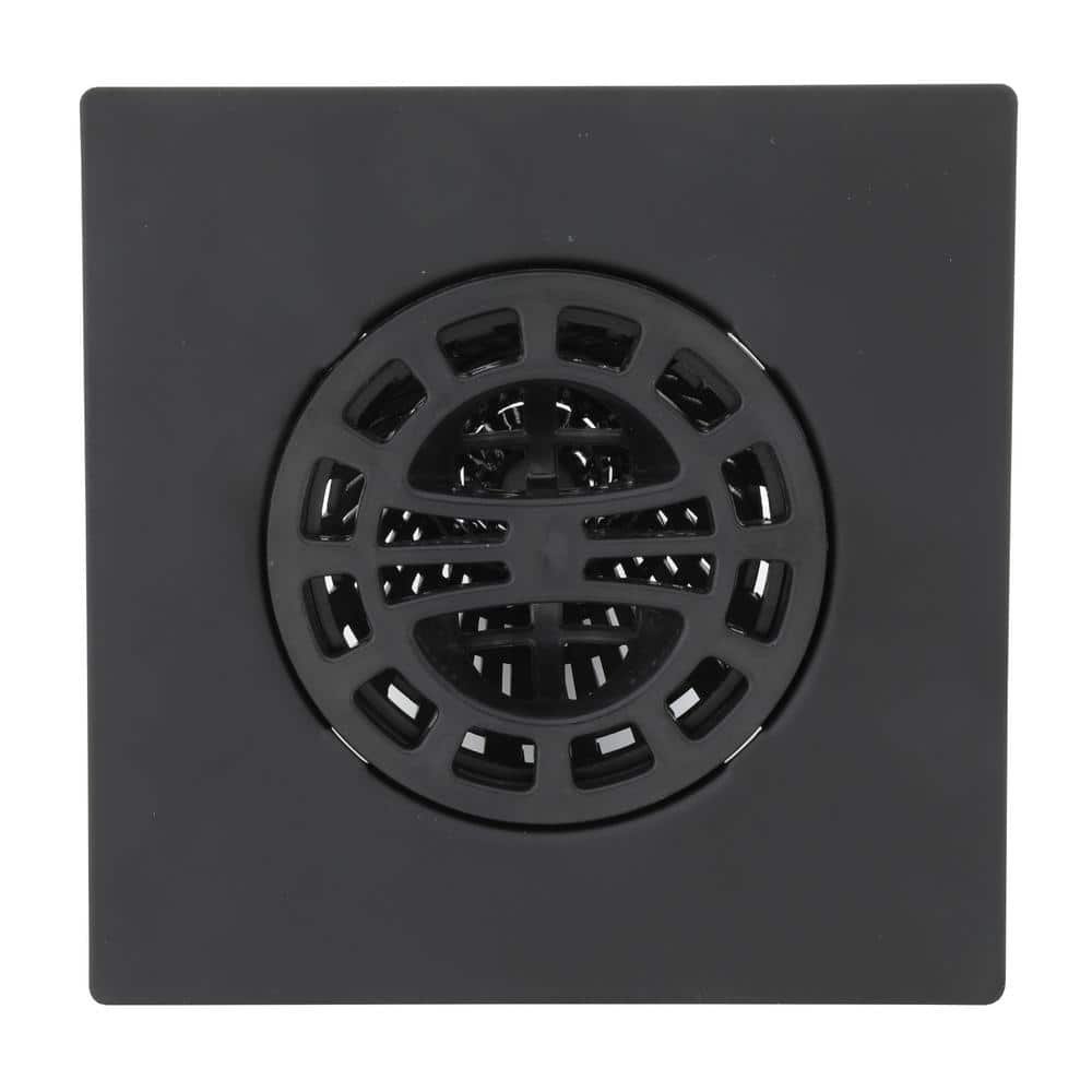 DANCO 3 in. Square Hair Catcher Strainer for Shower Drain in Matte Black (1)