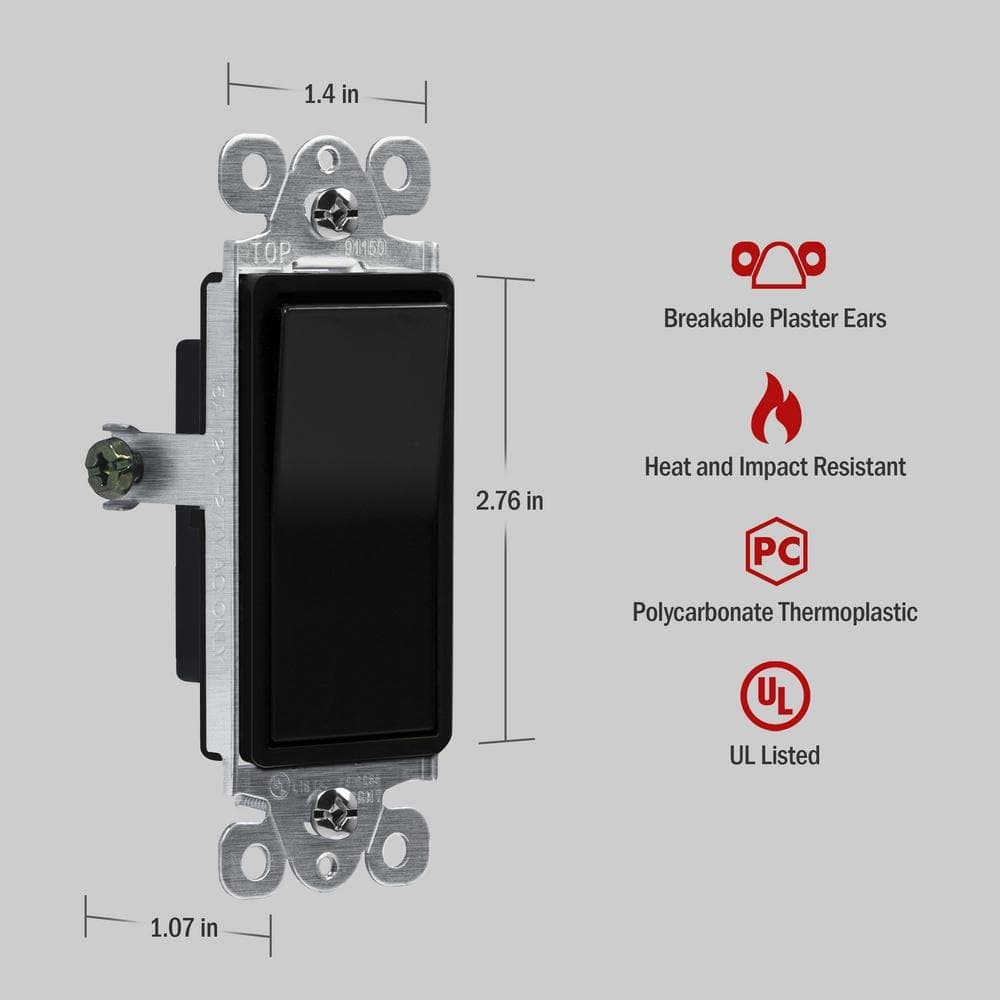ENERLITES Amp Single Pole Decorator Rocker Light Switch with Midsize Wall Plate, (10-Pack) (3)