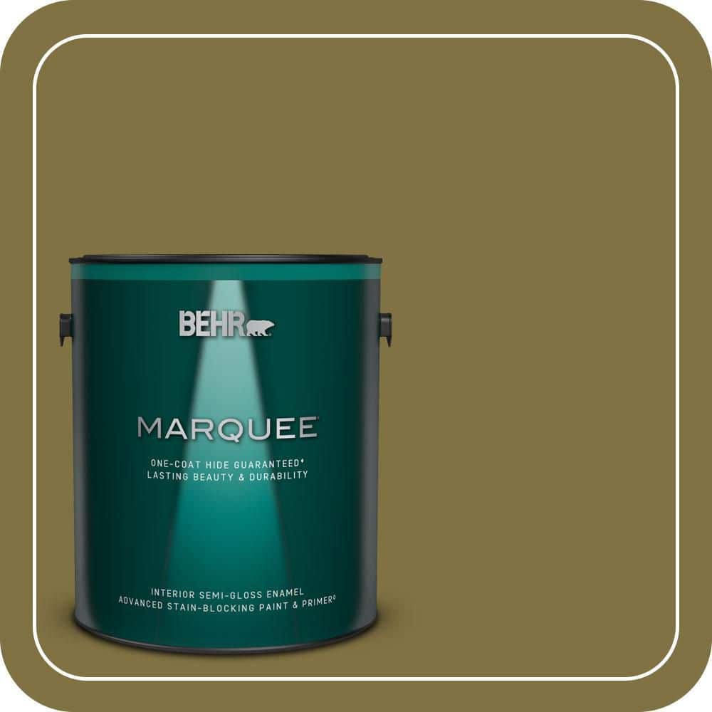 BEHR MARQUEE 1 gal. #S-H-390 Italian Olive Semi-Gloss Enamel Interior Paint & Primer