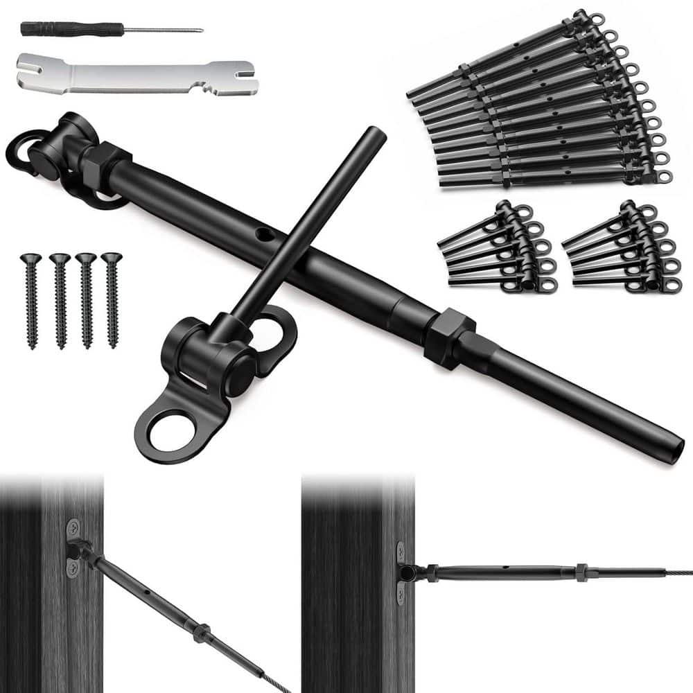Afoxsos T316 Stainless Steel Black Cable Railing Kit Adjustable Angle Swage Toggle Turnbuckle Hardware (10-Pack) (1)