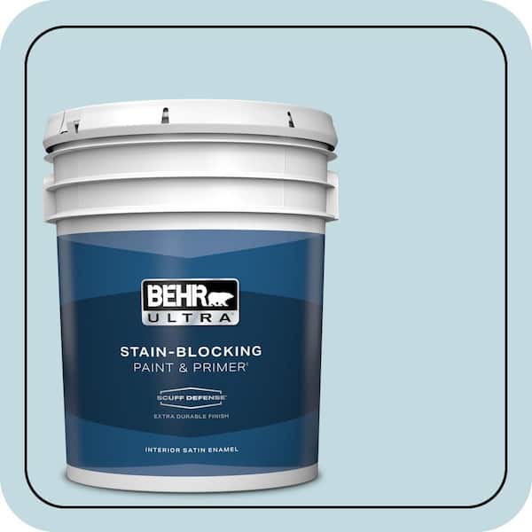 BEHR ULTRA 5 gal. #S480-1 Rain Dance Extra Durable Satin Enamel Interior Paint & Primer (2)
