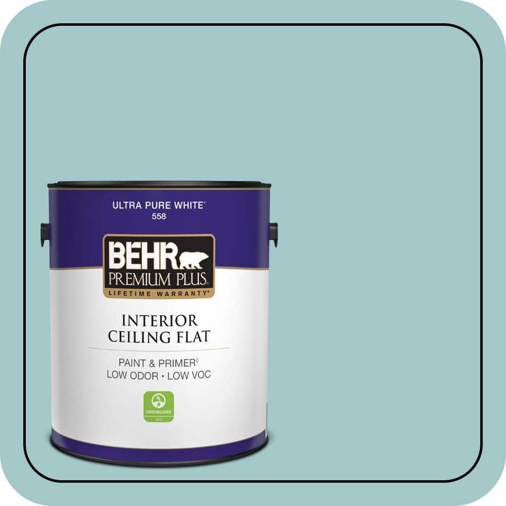 BEHR PREMIUM PLUS 1 gal. #PPU13-10 Ocean Boulevard Ceiling Flat Interior Paint & Primer (1)