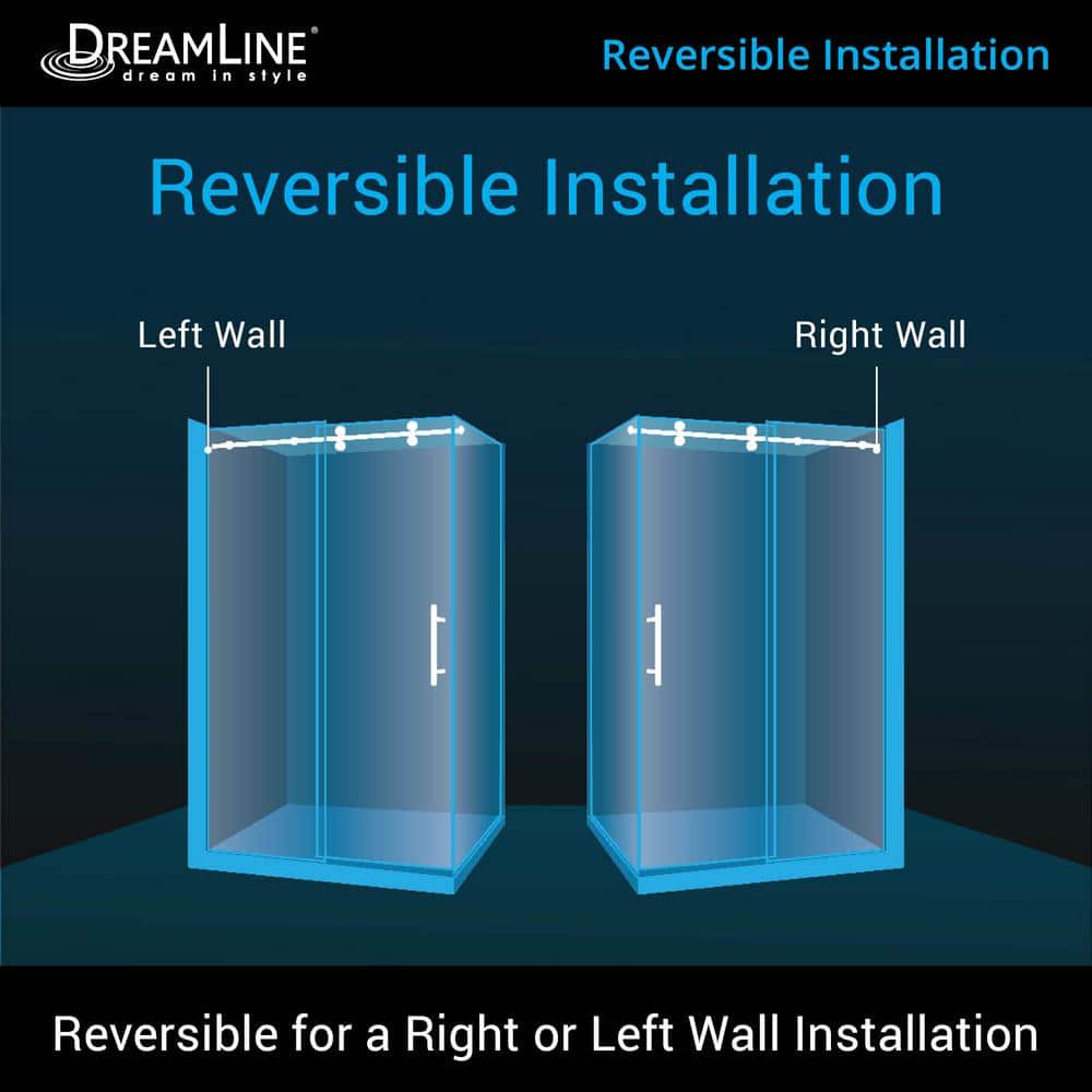 DreamLine Enigma - XO 44 -3/8 - 48 -3/8 in. W x 76 in. H Fully Frameless Sliding Shower Enclosure in Brushed Stainless Steel (2)