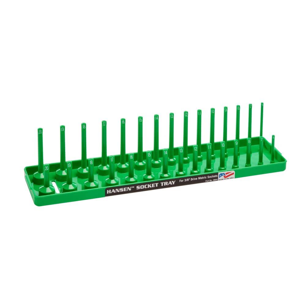 Hansen 3-Row Socket Holder in Green 3/8 in. Drive Metric (1)